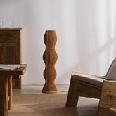 Wooden Wave-Shaped Sculptural Floor Lamp - Clowas